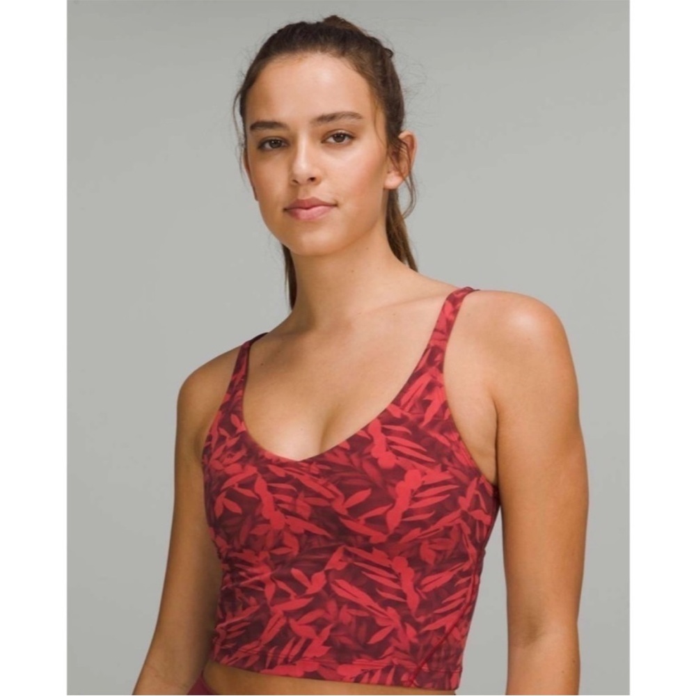 Lululemon Align Cropped Tank Top Spray Leaf Fireside Red Multi Size 4
